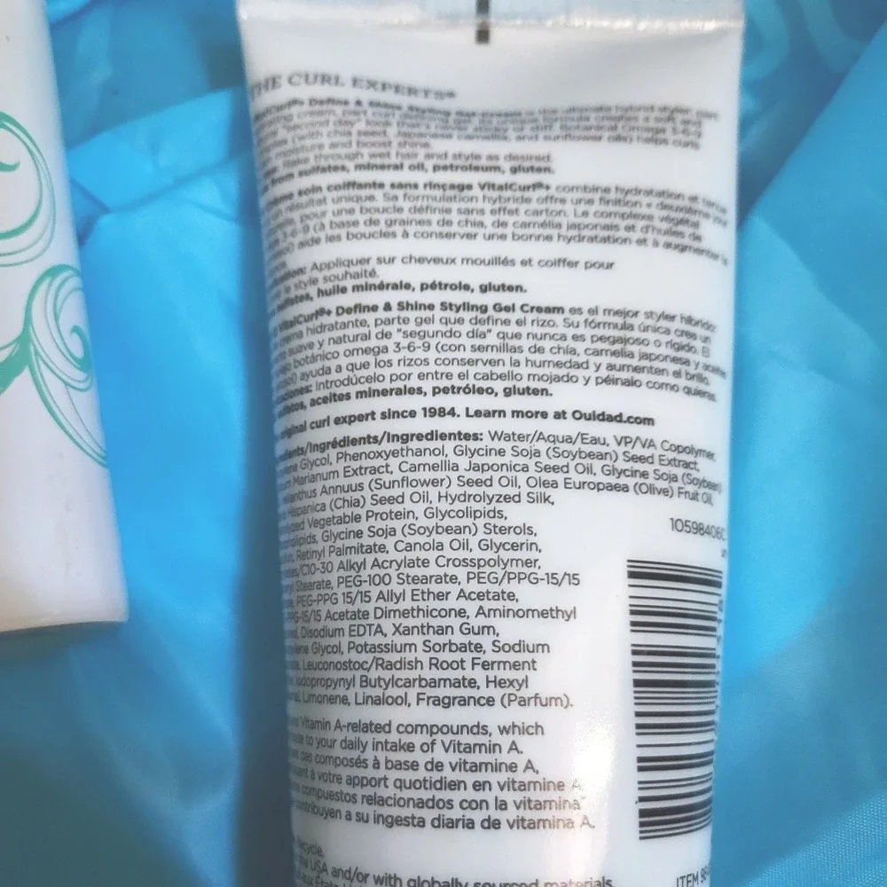 Ouidad VitalCurl+ Hair Styling Duo Set White Spiral Curls Mousse & Gel-Cream